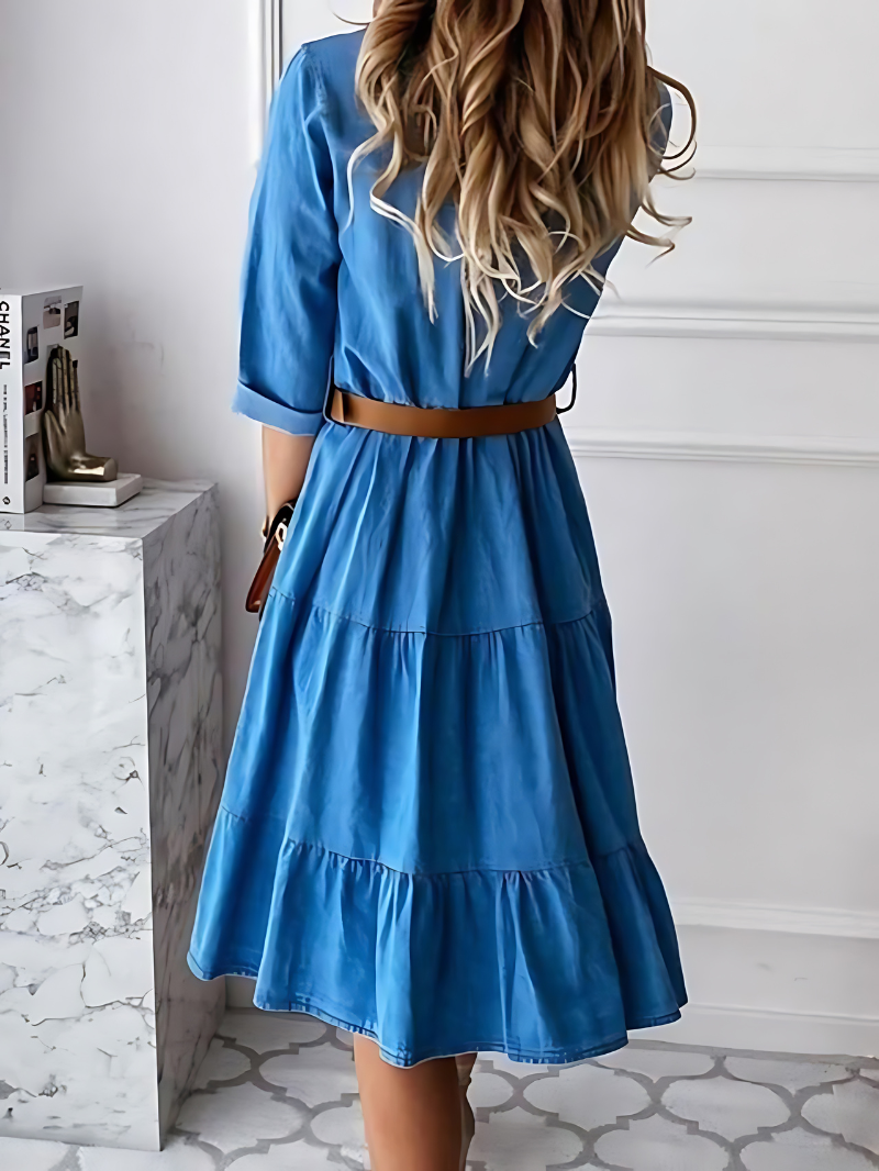 Fanny | Elegantes Denim-Kleid mit Gürtel