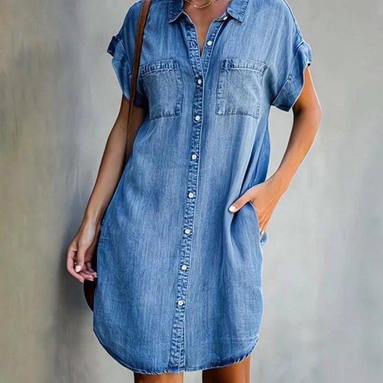 Emilie | Kurzärmeliges Denim-Kleid