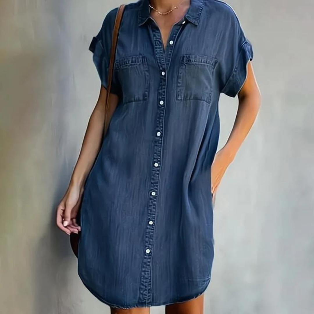 Emilie | Kurzärmeliges Denim-Kleid